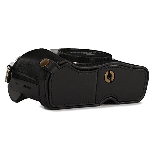 Megagear Olympus Om-D E-M10 Mark Iii Ever Ready Leather Camera Half Case And Strap, With Battery Access - Black - Mg1350 #TOP1