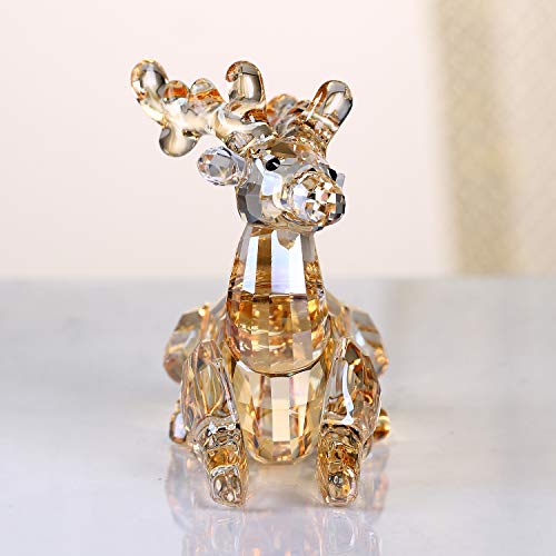 Dojoz Crystal Deer Animals Lovely Elegant Craft Decorations For Home Ornaments Christmas Collectible Birthday Gifts Reindeer Figurines (Gold) #TOP2