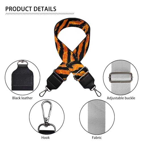 Image of Talayituse Tiger Stripe Print Shoulder Strap Wide Purse Bag Strap Adjustable Replacement Belt Luggage Crossbody Shoulder Bag Strap for Women Girls