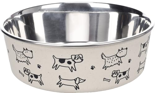 ciotola per cani - grande ciotola Jappie beige in inox - antiscivolo e lavabile - 1,7L