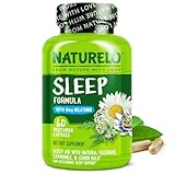 NATURELO Sleep Aid - with Melatonin, Magnesium, GABA, Valerian Root, Lemon Balm, Chamomile Herbal Extracts - Plant-Based Sleeping Aid - 60 Vegan Capsules