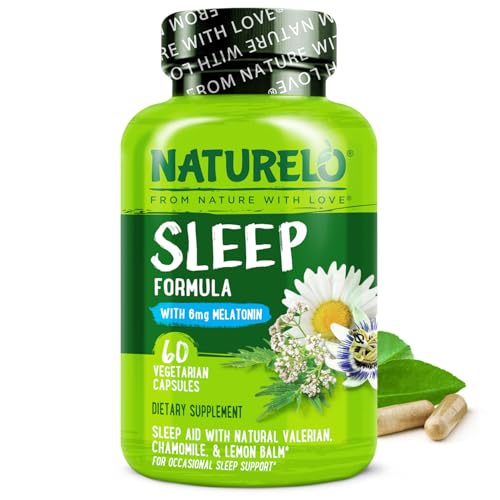 NATURELO Sleep Aid - with Melatonin, Magnesium, GABA, Valerian Root,