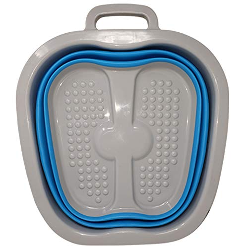 Large Foot Soaking Tub, bucket for feet, foot bath, foot tub, for at Home Spa Pedicures. Plastic/Rubber Foldable Bucket For Soaking Feet to Apply Callus Remover, or Use Pumice Stone (Blue) - Thumbnail 4
