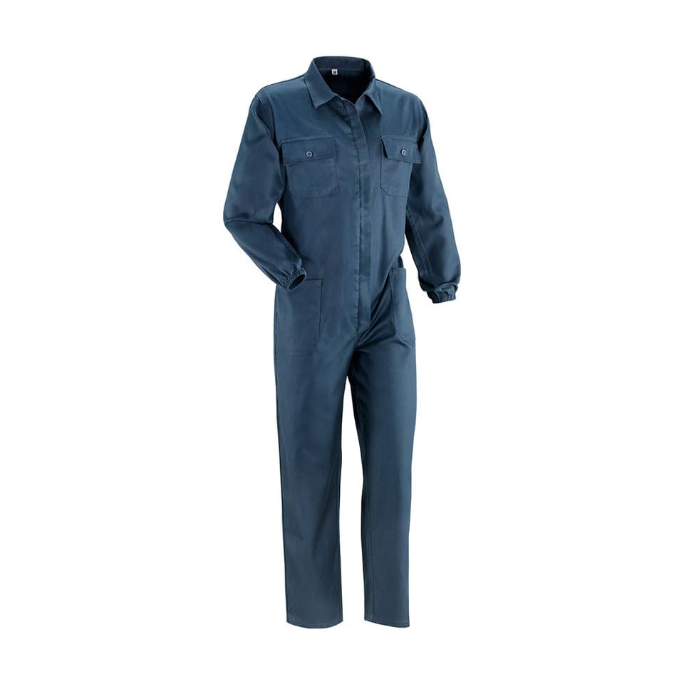 Tuta Blu da Lavoro Uomo Intera 100% Cotone da 250 gr - Tuta Intera Lavorativa Uomo con Tasche - Elastici ai Polsi Cerniera frontale ricoperta - Portametro - Utilizzo industriale ed edilizio - XL