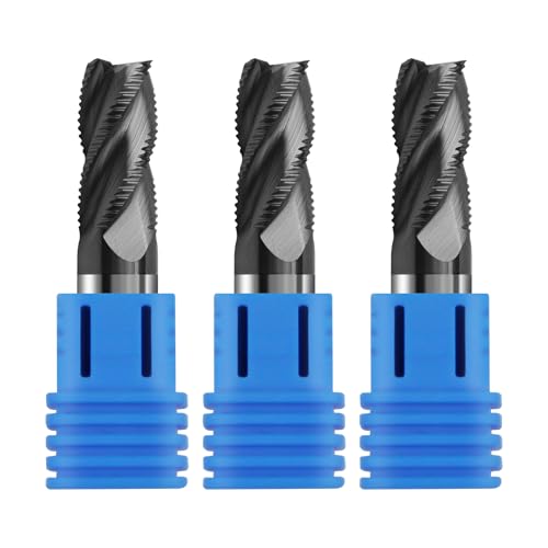 Image of 3Pcs 5 /8 inch Carbide Roughing End Mill, 4 Flute End Mill Bits for Steel, ALCrSiN Nano Coated CNC Router Bit, 35 Degree Helix Milling Cutter