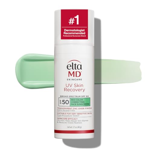 EltaMD UV Skin Recovery Green Tinted 100% Mineral Sunscreen, SPF 50, 1.7 oz