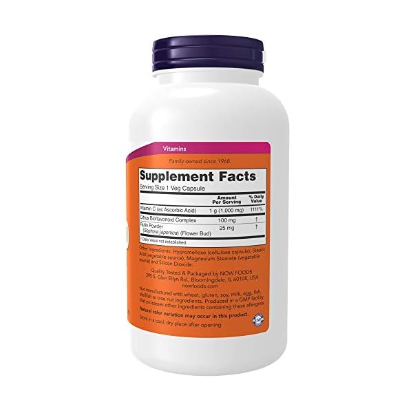 NOW Supplements, Vitamin C-1,000 with 100 mg of Bioflavonoids, Antioxidant Protection*, 250 Veg Capsules