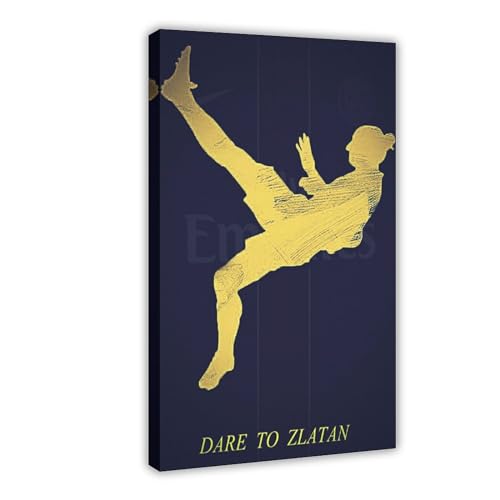 Zlatan Ibrahimovic Fotbalaffisch kanvas affisch väggkonst dekor tryck tavlor för vardagsrum sovrum dekorationsram: 40 x 60 cm (16 x 24 tum)