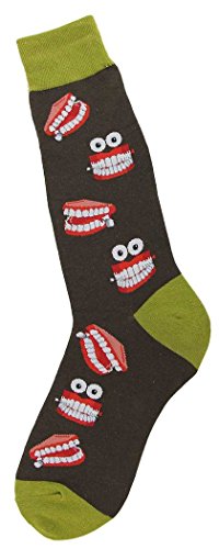 Foot Traffic, Men's Wacky Novelty Socks, Chatty Teeth (Shoe Sizes 7-12)