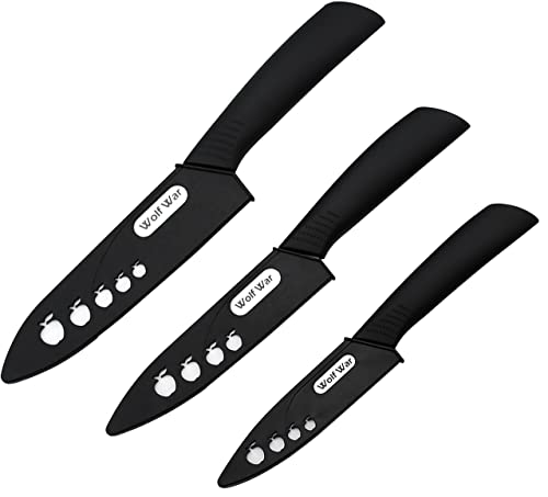Kitchen Ceramic Knife Set Professional Knife With Sheaths, Super Sharp Rust Proof Stain Resistant (6" Chef Knife, 5" Utility Knife, 4" Fruit Knife) #TOP8