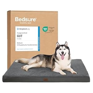 BEDSURE waschbares Hundebett Grosse Hunde - 135x91x10cm Hundekissen flauschig Hundematte waschbar Hundematratze in dunkelgrau für große Hunde