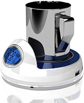 Apltch New Clock LCD Digital Screen USB Coffee Mug Cup Coaster Warmer Heater With Clock Calendar Thermometer 4 Port USB Hubs (Blue)