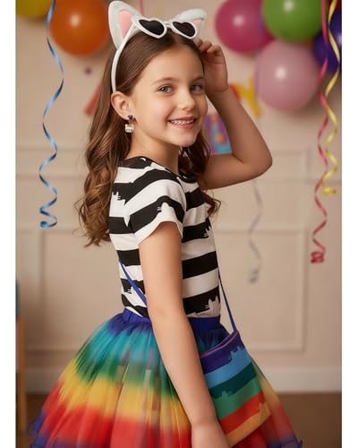 Vestido tutu niña arcoíris con accesorios fiesta miniatura 7