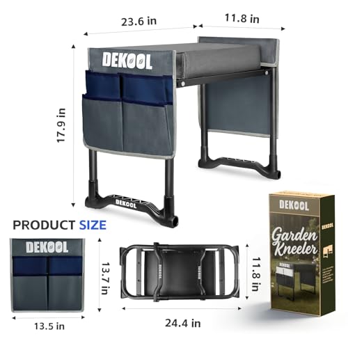 Dekool Foldable Garden Kneeler & Seat w/ 3" Thick Kneeling Pad & 2 Tool Bags (Grey) - image 8