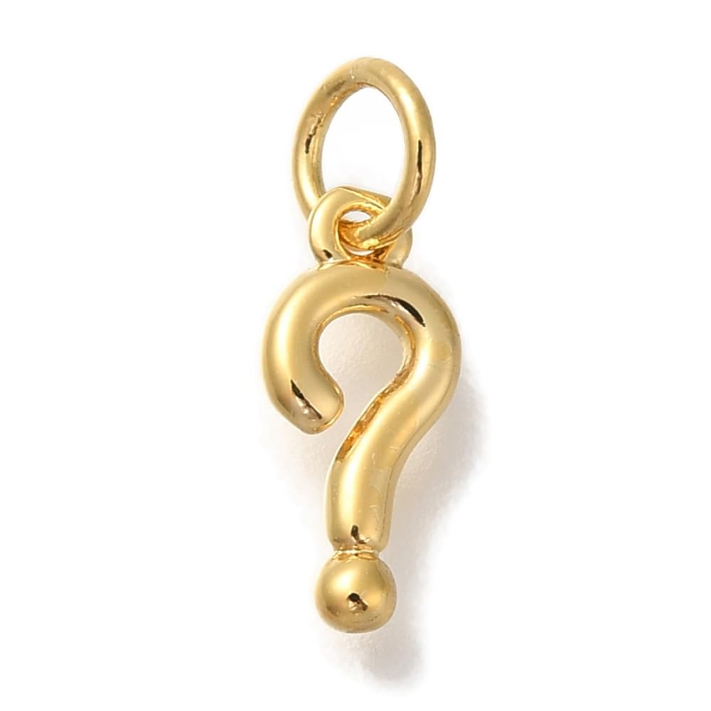 Clotiry 10Pcs Polished Brass Question Mark Charms Cute Golden Writting Punctuation Charms for Jewelry Making Necklace Pendants