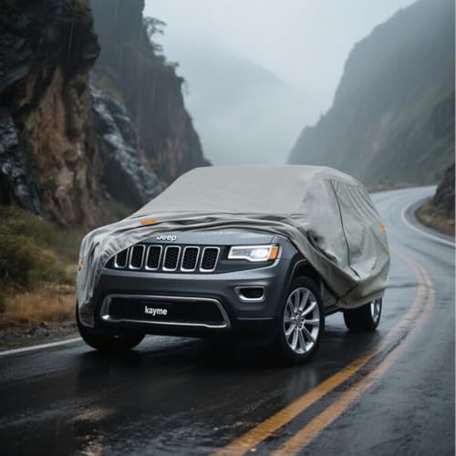 Image of Kayme Heavy Duty SUV Car Cover Custom Fit Jeep Grand Cherokee L LWB Waterproof All Weather for Automobiles, Full Exterior Covers Sun Rain UV Protection.（Deliver About 3-10 Days）