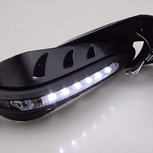 Anzene Protège-Mains Moto 22 mm avec LED Enduro Acerbis Universal Cross Aluminium Protection r Dépôt Quad pour Pit Pocket Bike Scooter Off-Road ATV Quad Noir
