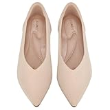 ATHMILE Pointed Toe Flats for Women Ultra-Comfortable Knit Ballet Flats Shoes for Women with Memory Foam & Padding, Machine Washable Womens Flats for Work Office Casual Wedding Nude Size 9.5