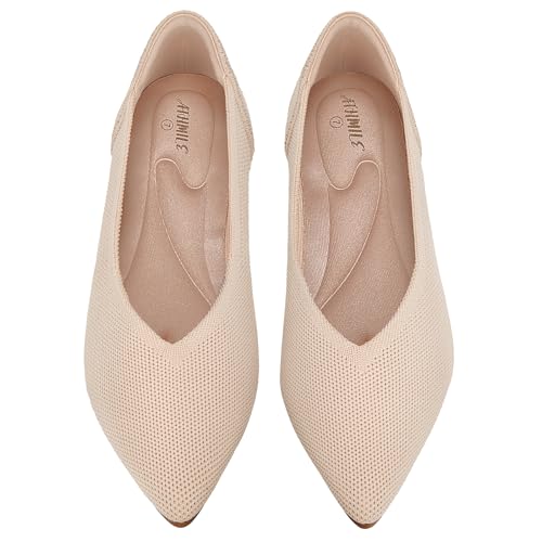 Image of ATHMILE Pointed Toe Flats for Women Comfortable Knit Ballet Flats Shoes