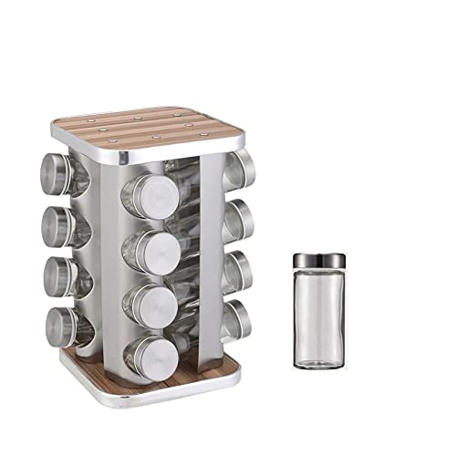 16-Jar Revolving Countertop Spice Rack Organizer Rotating Spice Rack for Kitchen Seasoning Dried Herbs