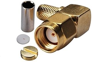 2pcs Rf Wire Coaxial Cable Terminal Copper Alloy Connector Rp-SMA Male Right Angle Crimp for Rg58 Lmr195 Rg400 Ships from USA