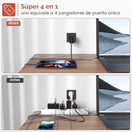 Cargador USB C 200W GaN III para organizar tu escritorio y cargar tu MacBook Air en casa 3