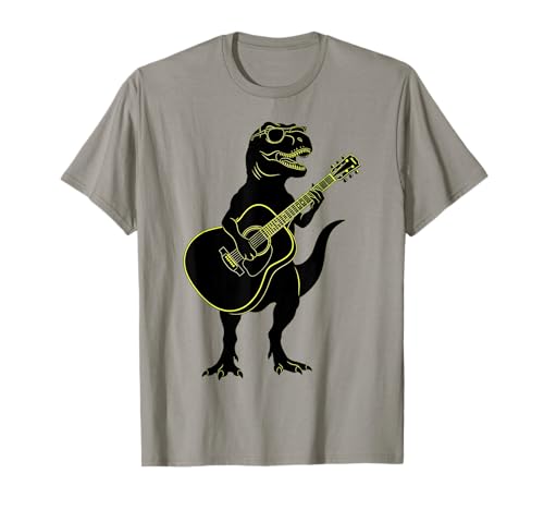 Funny Dinosaur Playing Guitar Guitarist Men Women Kids Boys T-Shirt