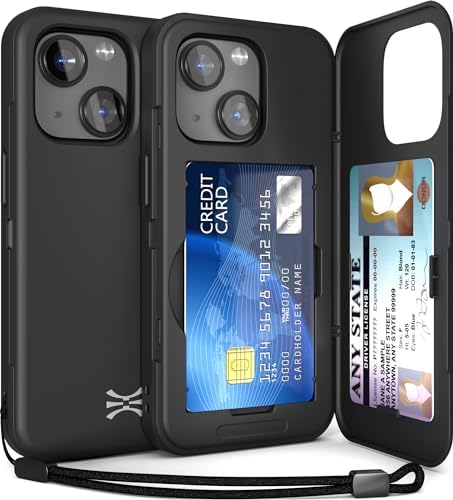TORU CX - Custodia ibrida a portafoglio per iPhone 16 Pro, custodia rigida protettiva sottile a doppio strato con 2 scomparti per carte di credito nascosti, blu