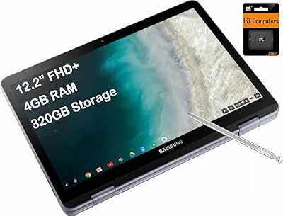 Samsung Chromebook Plus V2 360 2-in-1 Laptop w/Dual Webcam (12.2" FHD+ Touchscreen,Intel Celeron 3965Y, 4GB RAM, 320GB (64GB eMMC+256GB SD Card), Stylus Pen) Home & Education, IST SDCard, Chrome OS