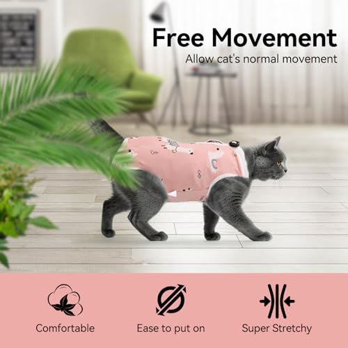 2 PCS Katze Erholung Anzug für Spay Bauchwunden Weiblich, Onesie für Katzen nach der Operation, Katze Chirurgie Erholung Anzug Kitten Onesie für Anti Lecken