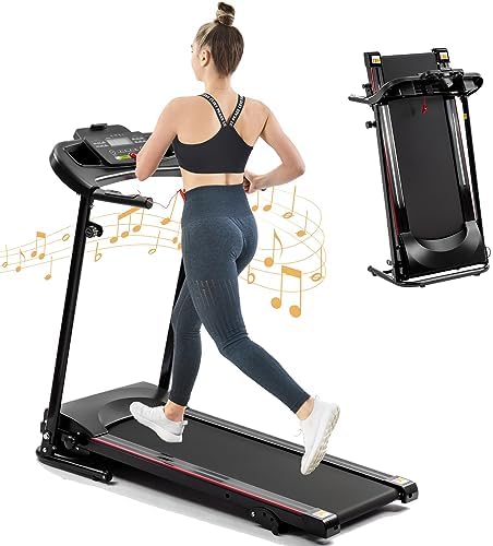Caminadora plegable con inclinación de 2.5 HP 12 KMH caminadora eléctrica para el hogar, plegable, soporte para taza de música Bluetooth, sensor de