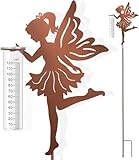 Optyuwah Regenmesser für Garten Niederschlagsmesser, Gartenstecker Elfe stehend Gartendeko 110cm mit stab, Regenwassermessung Rain Gauge Outdoor für Hof,Rasenweg,Durchgang,Terrasse
