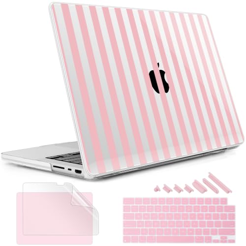 May Chen for 2026 MacBook Pro 14-inch M5 M4 M3 M2 M1 Pro/Max Chip, Release 2026 2025-2021, Model A3427 A3426 A3434 A3112 A3401 A3185, Plastic Hard Shell with Keyboard Cover, Pink Stripes
