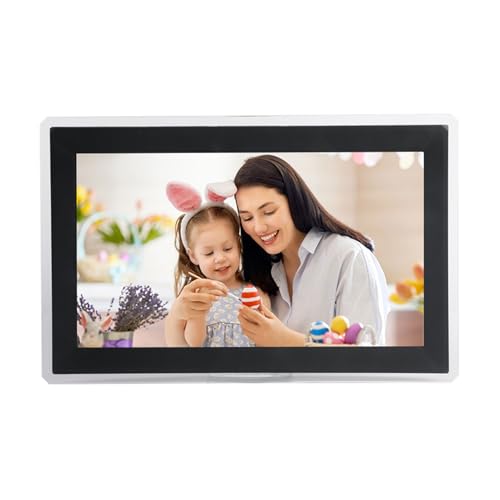 Cornice del calendario: regolazione automatica della luminosità chiara visibilità in qualsiasi illuminazione della stanza. La modalità sospensione consente di risparmiare energia quando inattivo. Touchscreen intuitivo con rotazione automatica dello schermo facile visualizzazione.