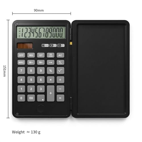DPEDUAI Calculator with Writing Pad,12-Digit LCD Display, Dual Power Solar + Coin Cell,1-Yr Battery Life Silicone Keys for Comfort Lightweight Portable for Students/Engineers/Professionals (Black) - Image 2