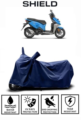Image of Shield Heavy Duty Scooty Cover for Hero Xoom 110 | All-Season, Tear-Proof Fabric | with Side Mirror Pocket & Buckle Belt | Hero Xoom 110 Scooty Cover (Blue)
