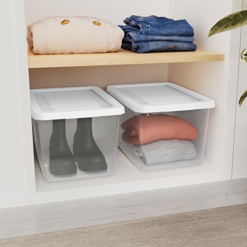 Image of Sterilite Storage Box, Stackable Clear Plastic Bins, 20 Quart, 6-Pack | Heavy-Duty Organizing Containers with Snap-On Lids for Closet, Bathroom, and Office