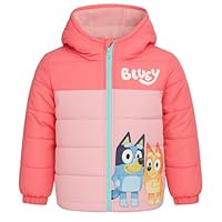 Bluey Girls Hooded Puffer Jacket – Warm Fleece Lined Coat - Water-Resistant with Zip & Pockets - Ages 2-8 Years Old (UK, Age, 4 Years, 5 Years, Regular)