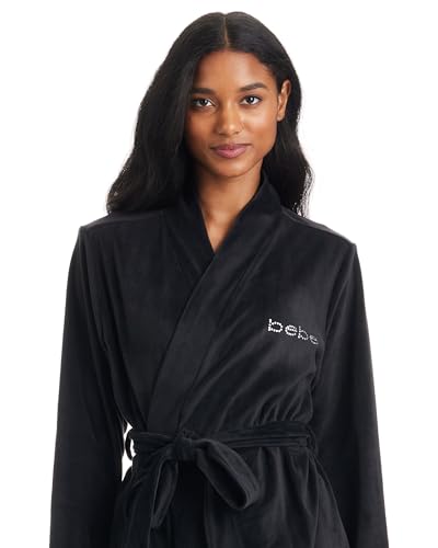 bebe Womens Robes Knee Length with Logo, Soft Velour Bathrobes for Women Gifts for Her2