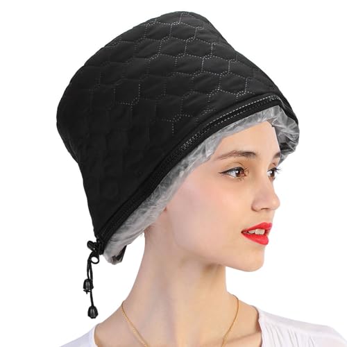 Black Hair Steamer Cap, Electric Thermal Hair Hat, Heating Cap for Deep Conditioning, Adjustable Hot Oil Treatment Hair Care Hair Nourishing Moisturize for SPA Home Use