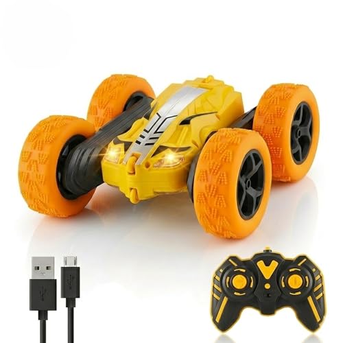 Image of Amazon Brand - Jam & Honey Off Roader Rechargeable Remote Control Car | RC Monster Truck with LED Headlights, Type-C Charging, Anti-Skid Tyres, 120 Ft Range | 2.4GHz Remote Controller - Yellow(MT0624)