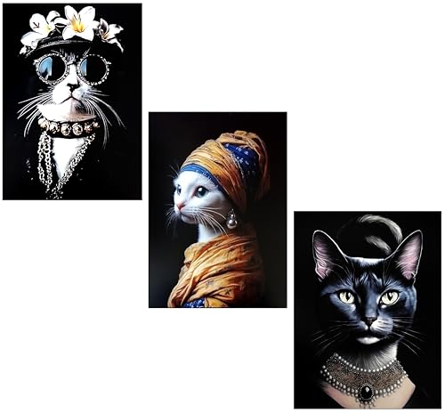 Tableaux de collection en bois KUSTOM ART chats aristocratiques au fini rétro premium
