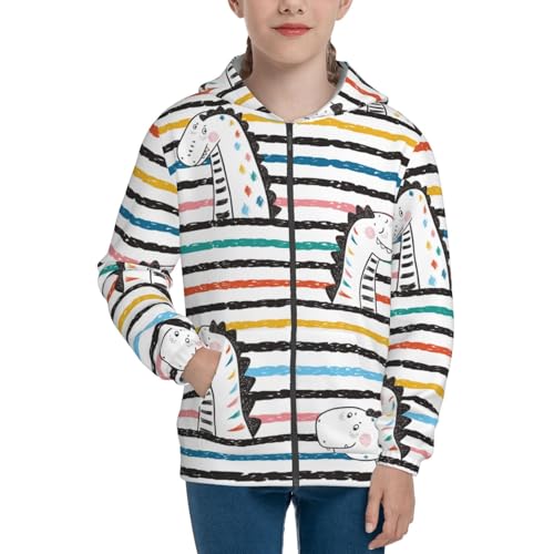 Cartoon Dinosaurs Kids Pullover Hoodies Boys Zip Up Sweatshirts Girls Athletic Clothes with Pocket3