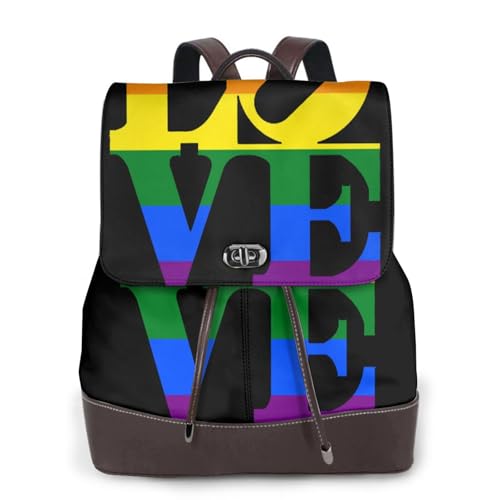 LGBT Gay Pride Microfiber PU Leather Backpack Lightweight Daypack Bag for Travel Business Commute Gym