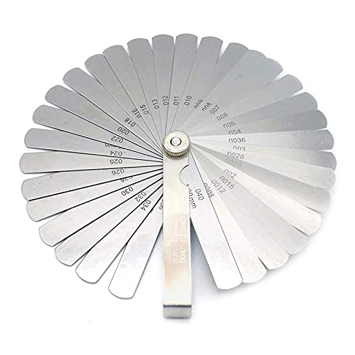 Galga de Acero, Galgas de Espesores, Galga de Espesores de Válvulas, 32 Galgas de Espesores, Acero para Muelles, para Medir el Ancho de La Brecha, Tamaños de Espesor (0.02-1.00 mm)