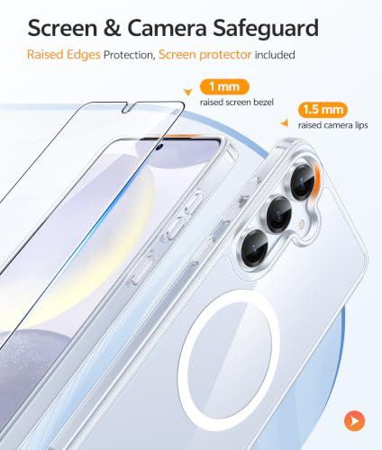 Image of FNTCASE for Samsung Galaxy S25 /S24 Case: Galaxy S24 /S25 Phone Case [Fit with Magsafe] Anti Yellowing Transparent Clear [Screen Protector] Military Grade Shockproof Protective Phone Cover-Clear
