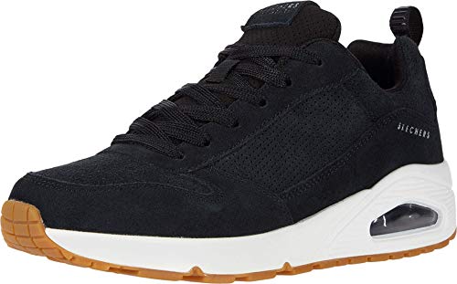 Skechers Uno, Zapatillas Hombre, Negro (BLK Black Leather/Mesh/Trim), 45 EU