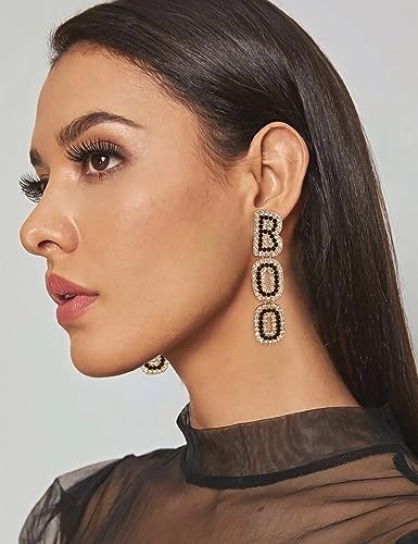 WOWORAMA Halloween Earrings Cute Pumpkin Earrings for Women Fun Crystal Pumpkin Stud Earrings Funny Smiling Face Pumpkin Drop Earrings Halloween Earrings Jewelry