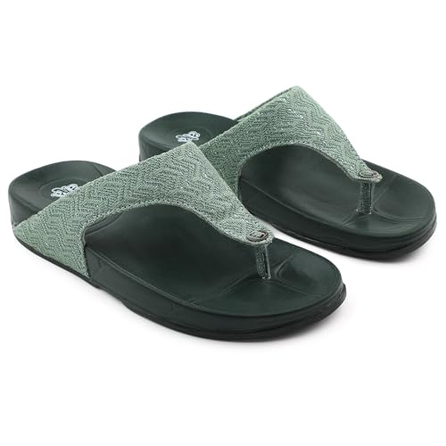 Image of Liberty A-HA Peach & Green Flip-Flops for Women - PU Slip-On