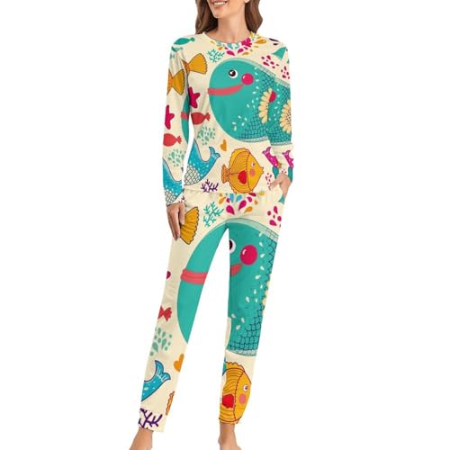 Ensemble de pyjama femme contre les nuits fraîches avec t-shirt et pantalon